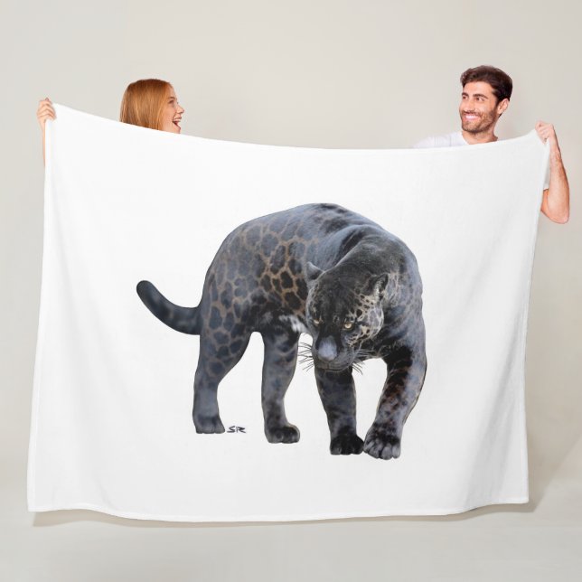 Jaguar Diablo weiße Fleece-Decke Fleecedecke (Beispiel)