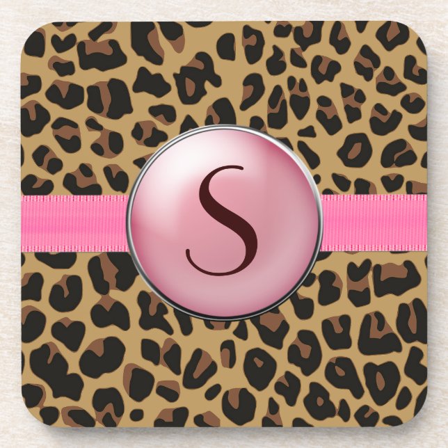 Jaguar-Druck-Monogramm-Untersetzer Getränkeuntersetzer (Vorderseite)