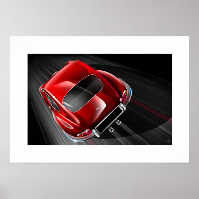 Jaguar E-Type Coupe Red Poster (Vorne)