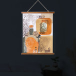 Jaguar Earth Tones Moderne Abstrakte Pop Kunst Wandteppich Mit Holzrahmen<br><div class="desc">Moderne abstrakte Wand mit Jaguartieren und Bio Formen im Pop-Art-Portrait-Stil. Cooles Mischmediendesign in Erdtönen aus goldfarbenem Sand,  beige verbrannt orange und grün.</div>