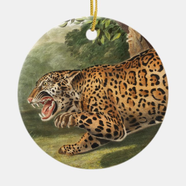 Jaguar (Felis onca) Illustration Keramik Ornament (Vorne)