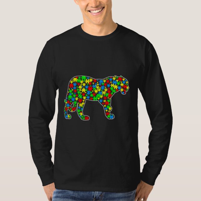 Jaguar Funny Puzzle Animals Autismus Bewusstsein T-Shirt (Vorderseite)