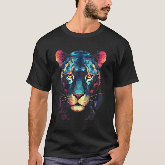Jaguar Geometric Animal Graphic Tees for Men Women (Vorderseite)