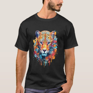 Jaguar-Gesicht Großkatzenliebhaber-Druck Splash Ar T-Shirt
