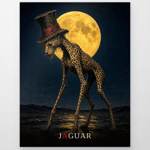 Jaguar Gothic Top Hat gothisch Surreal Postkarte