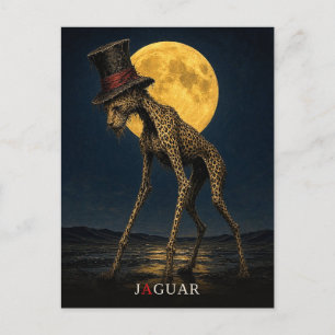 Jaguar Gothic Top Hat gothisch Surreal Postkarte