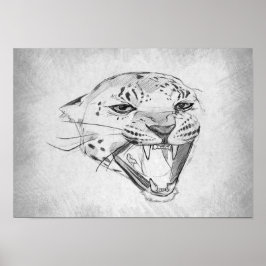 Jaguar - Grafische Zeichnung Poster