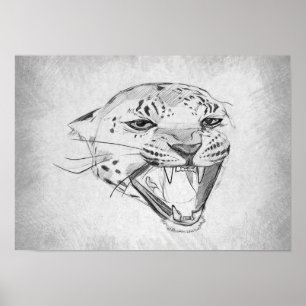Jaguar - Grafische Zeichnung Poster