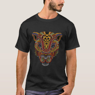Jaguar Head Art Huichol Face Mexico Aztec Mayas Fo T-Shirt