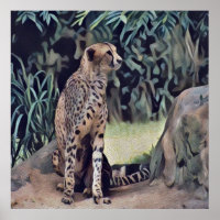 Jaguar in der Waldöllenmalerei, Poster