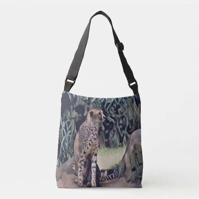 Jaguar in der waldreichen Ölfarbe, Crossbody-Tasch Tragetaschen Mit Langen Trägern (Vorderseite)