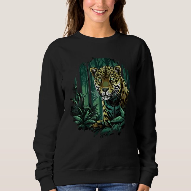 Jaguar In Jungle Big Cat Lover Print Graphic Art D Sweatshirt (Vorderseite)