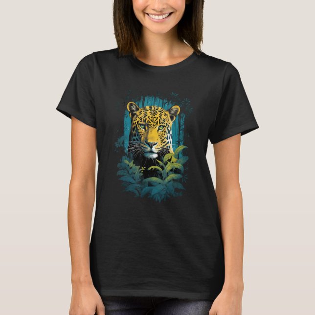 Jaguar In Jungle Big Cat  Print Graphic Design T-Shirt (Vorderseite)