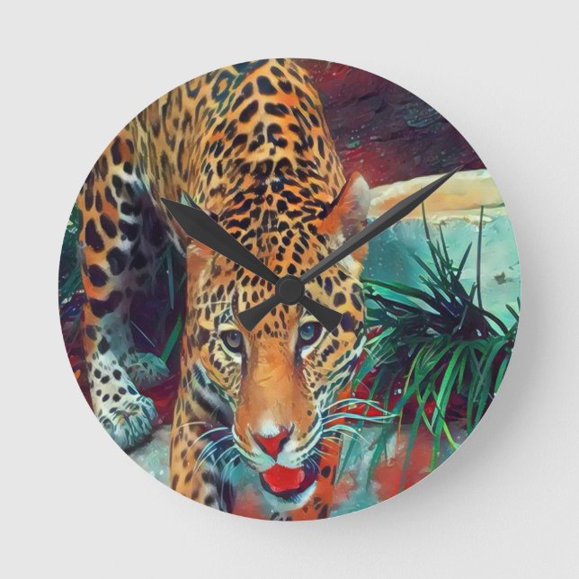 Jaguar in Motion 6234 Runde Wanduhr (Vorderseite)