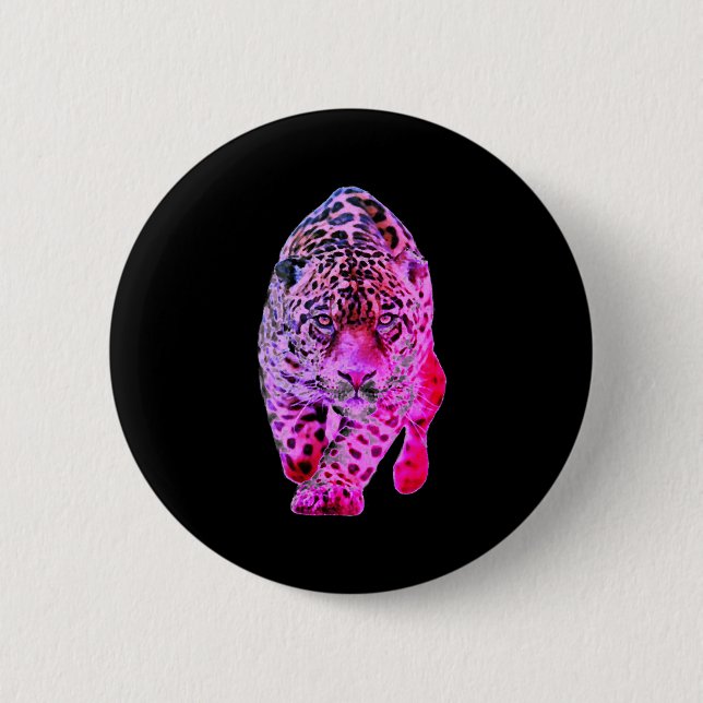 Jaguar-Kunst T-Shirt  Button (Vorderseite)