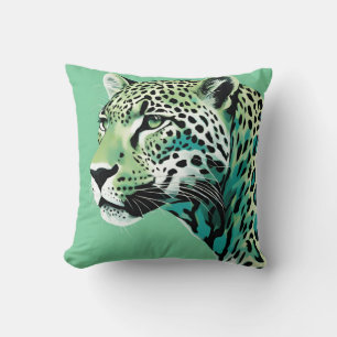 Jaguar Leopard Big Cat Aquamarin Colors Kissen