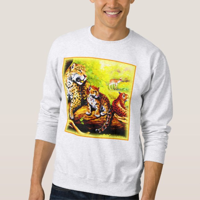 Jaguar Mama und Cubs Relaxen im Dschungel. Jetzt k Sweatshirt (Vorderseite)