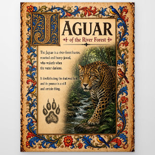 Jaguar, mittelalterliche Bestiarien-Kunst Postkarte