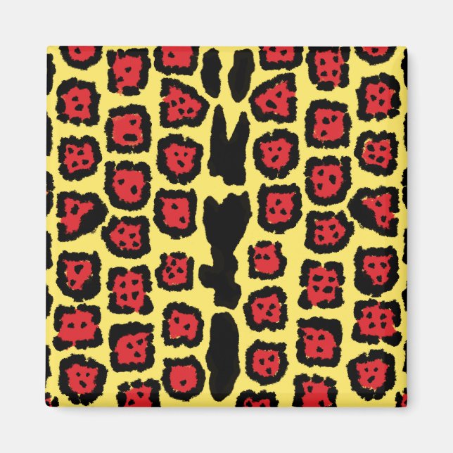 Jaguar Pattern in Blood Orange on Lemon Curd Magnet (Vorne)