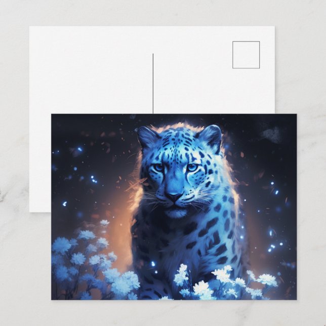 Jaguar-Postkarte Blaulicht Postkarte (Vorne/Hinten)