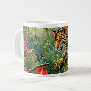 Jaguar Regenwald Kolibris Schmetterlinge Blumen Jumbo-Tasse