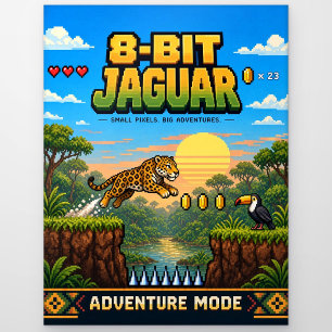 Jaguar, Retro-8-Bit-Pixel-Art Postkarte