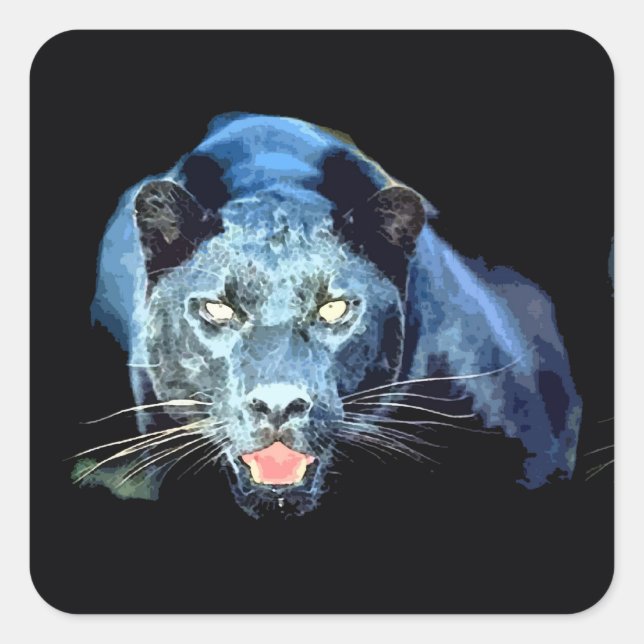 Jaguar - Schwarze Panther Cat Square Stickers (Vorderseite)