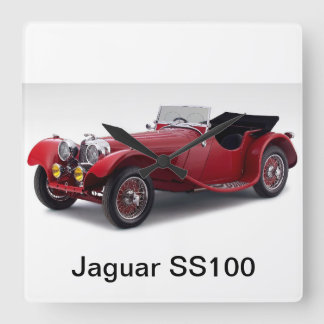 Jaguar SS100 Quadratische Wanduhr