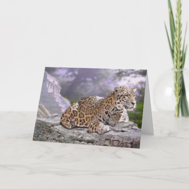 Jaguar und Mayan Temple Card Karte (Vorderseite)