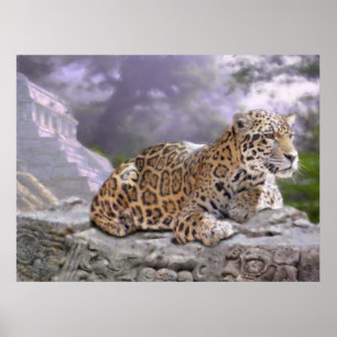 Jaguar und Mayan Temple Poster