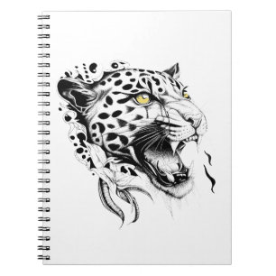 Jaguar Wild Animal Nature Illustration Art Tattoo Notizblock