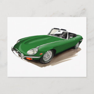 Jaguar XKE Green Car Postkarte