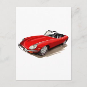 Jaguar XKE Red Car Postkarte