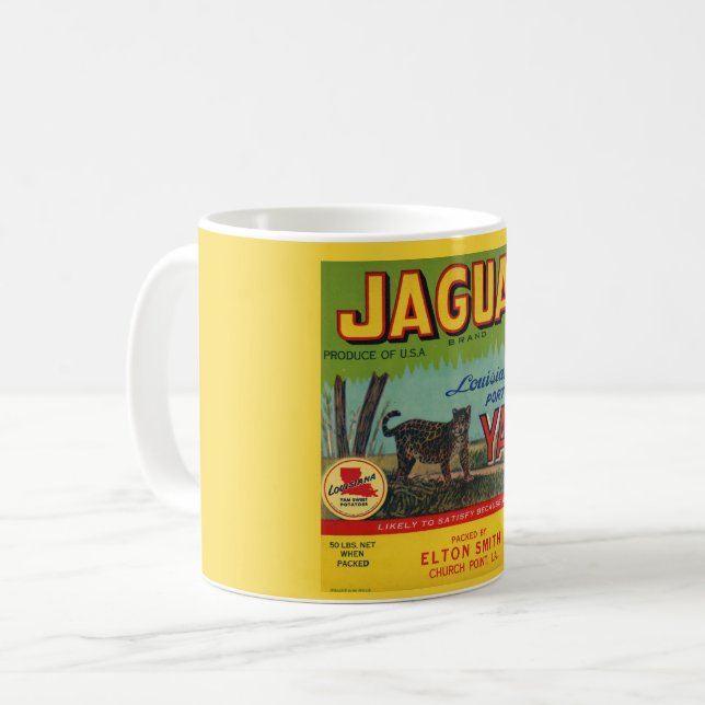 Jaguar Yams Label Kaffee Tasse (Vorderseite Links)