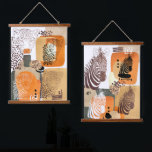 Jaguar Zebra Earth Tones Moderner Abstrakter Pop K Wandteppich Mit Holzrahmen<br><div class="desc">Moderne abstrakte Wand mit afrikanischem Zebra und südamerikanischen Jaguartieren und Bio Formen im Pop Art Portrait Stil. Cooles Mischmediendesign in Erdtönen aus goldfarbenem Sand,  beige verbrannt orange und grün.</div>