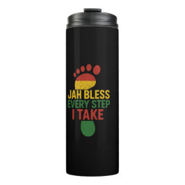 Jah Bless Every Step I take Rasta Colors Thermosbecher