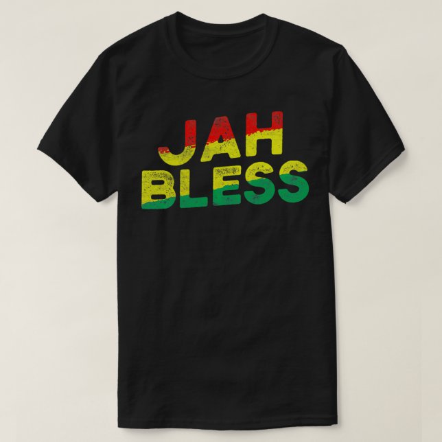 Jah Bless Jamaican Roots Jamaica Rasta Rastafari R T-Shirt (Design vorne)
