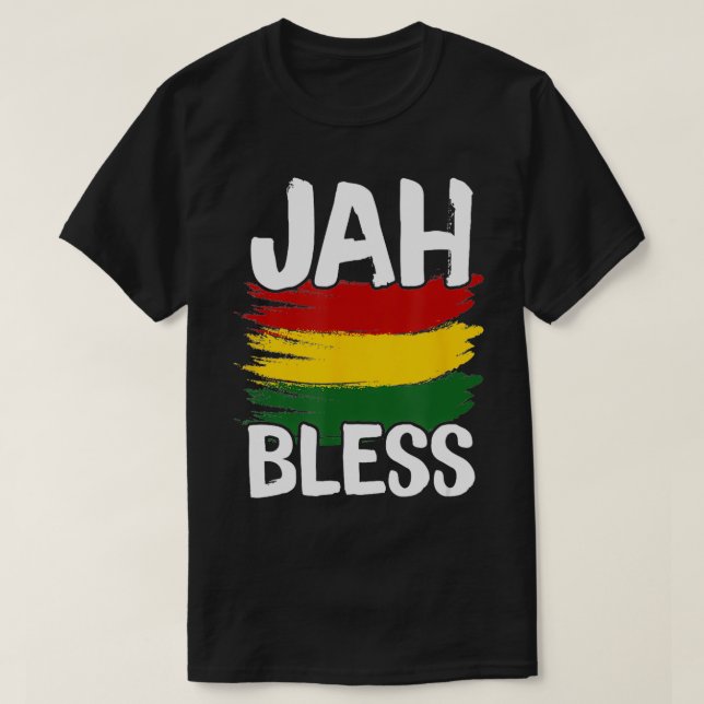 Jah Bless Reggae Rasta Rastafari Jamaican T-Shirt (Design vorne)