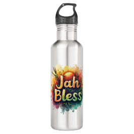 Jah Bless Reggae Watercolor Edelstahlflasche