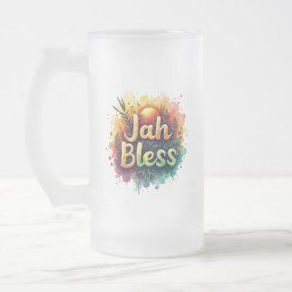 Jah Bless Reggae Watercolor Frosted Glass Mug Mattglas Bierglas