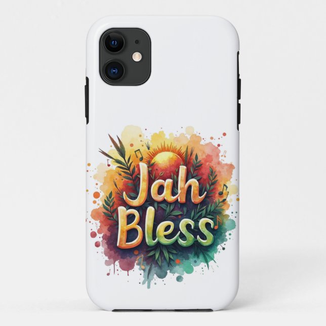 Jah Bless Reggae Watercolor iPhone 11 Case (Rückseite)