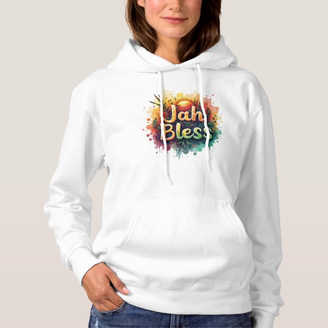 Jah Bless Reggae Watercolor Women’s Hoodie (Vorderseite)