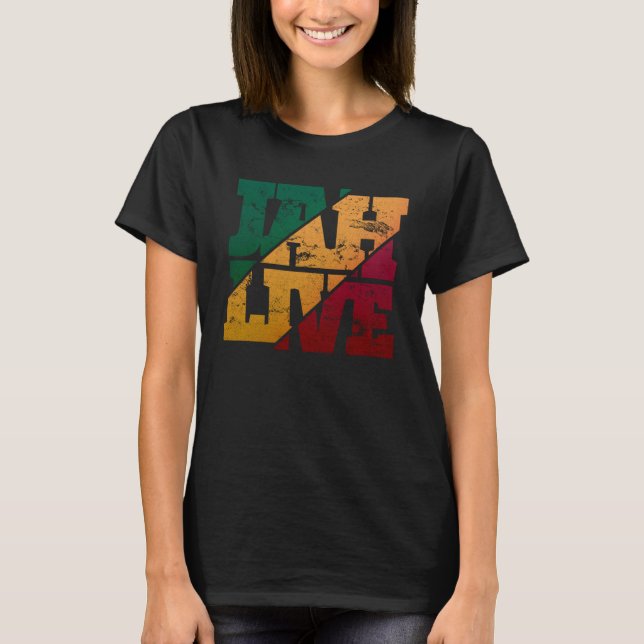 Jah Live Rasta Colors Distressed Reggae T-Shirt (Vorderseite)