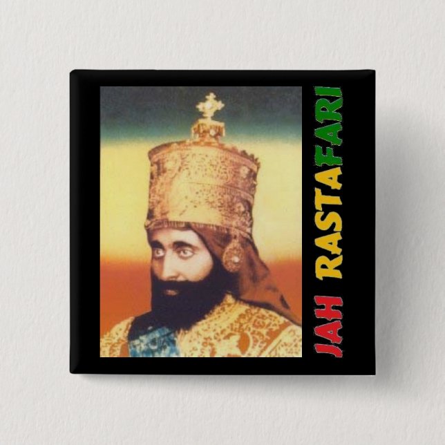 Jah Rastafari Abzeichen Button (Vorderseite)
