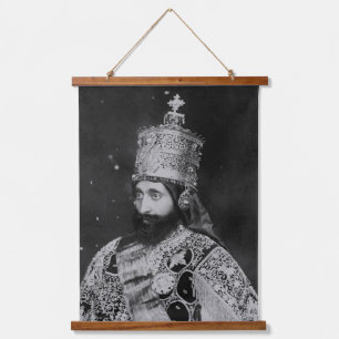 Jah Rastafari Haile Selassie I HIM INI Rasta Roots Wandteppich Mit Holzrahmen