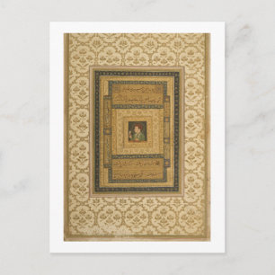 Jahangir mit einem Bild der Madonna, Einschreiben Postkarte
