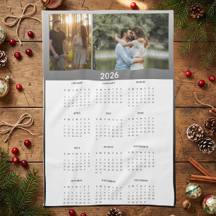 Jahr 2026 Benutzerdefiniertes Foto-Kalender-Küchen Geschirrtuch