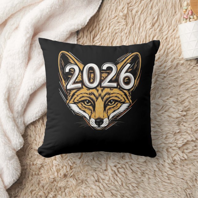 Jahr 2026 Fennec Fox Mascot - Fett Neues Jahr Desi Kissen (Decke)