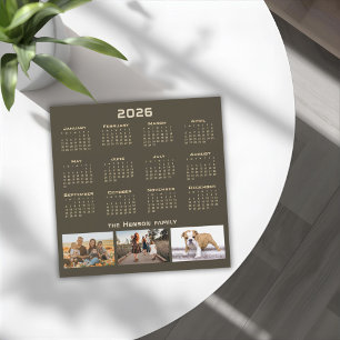 Jahr 2026 Kalender 3 - Fotocollage der Familie Magnetkarte