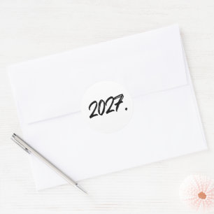 Jahr 2027 Pinsel Tinte Schrift Typografie Runder Aufkleber